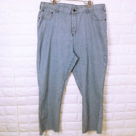 DG2 Diane Gilman Denim Mom Jeans -18WT Hickory Stripe Comfort Cropped Pants Blue - Picture 3 of 15
